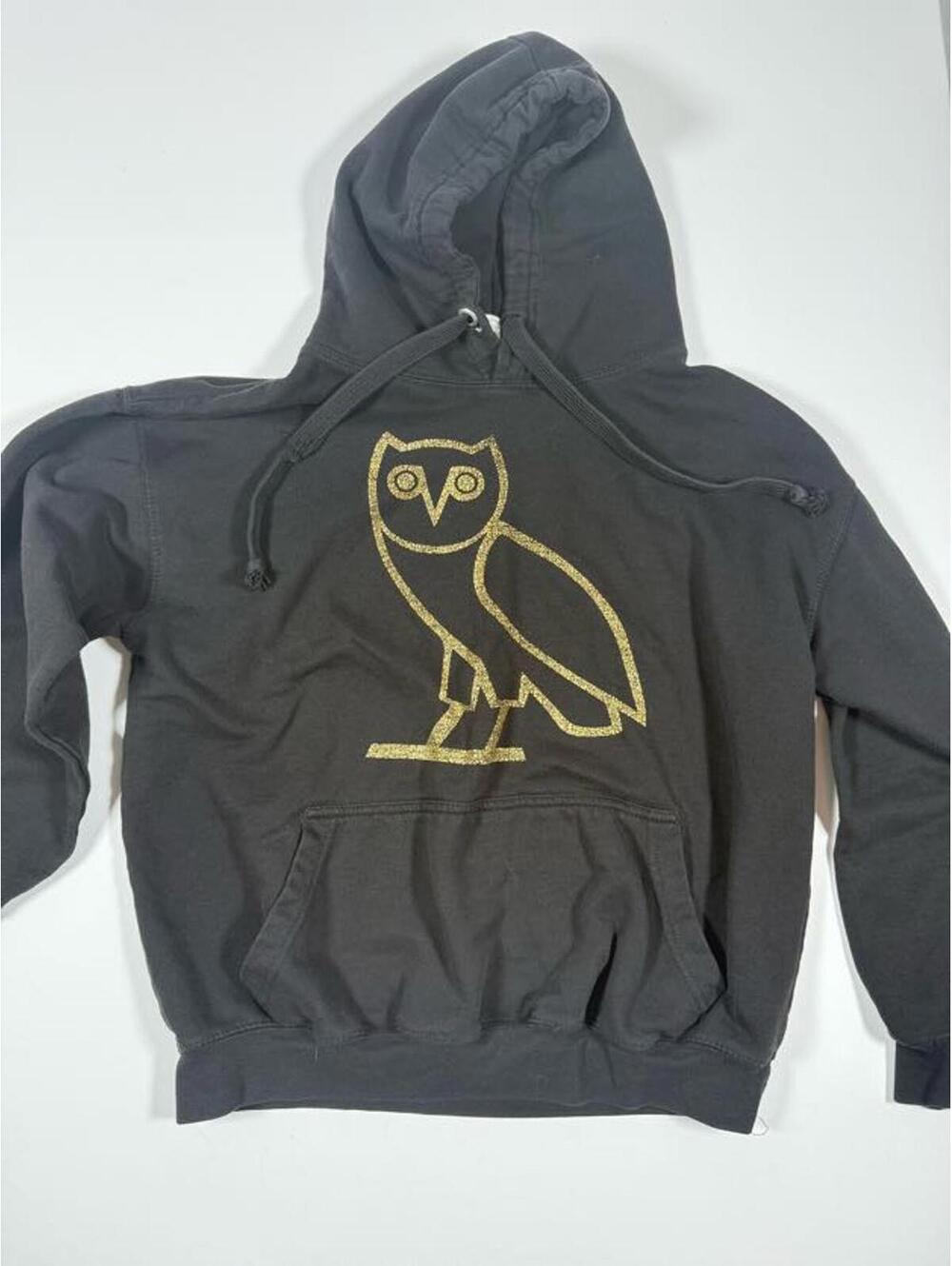ESY Surf Co. Black Hoodie with Gold Owl Graphic MEDIUM